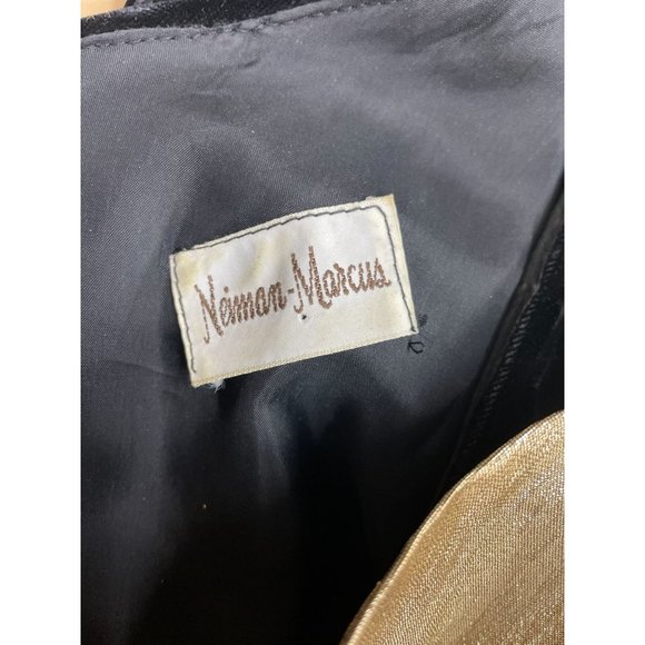 Vintage 80s Designer Gold Lame Fan One Sholder Avant Garde Cocktail Dress Size 3 - Picture 5 of 7